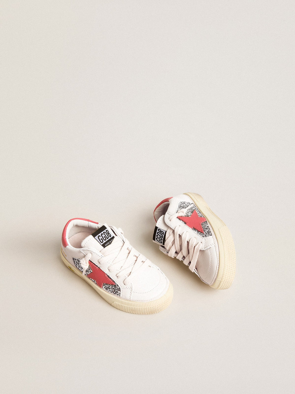 Young May with pink leather star and heel tab| Golden Goose
