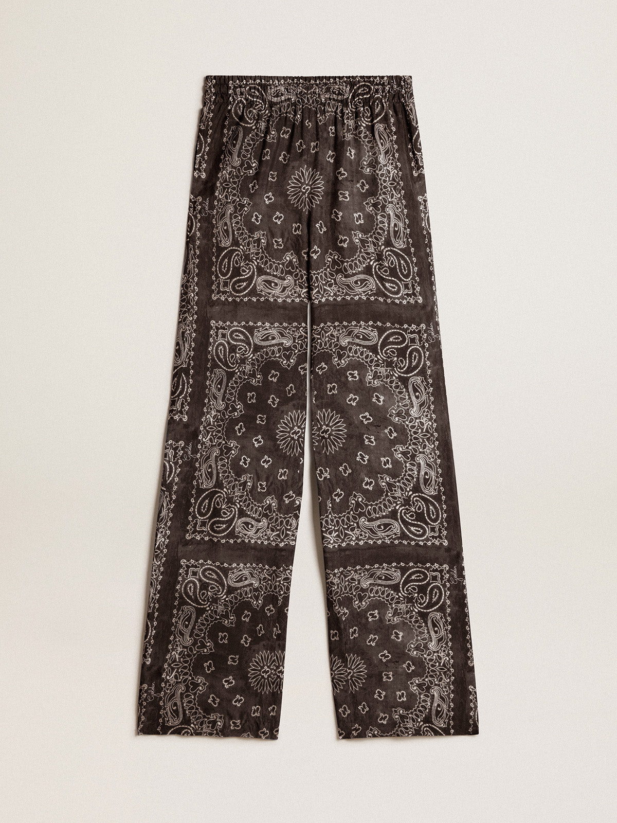 Anthracite-gray joggers with paisley print| Golden Goose