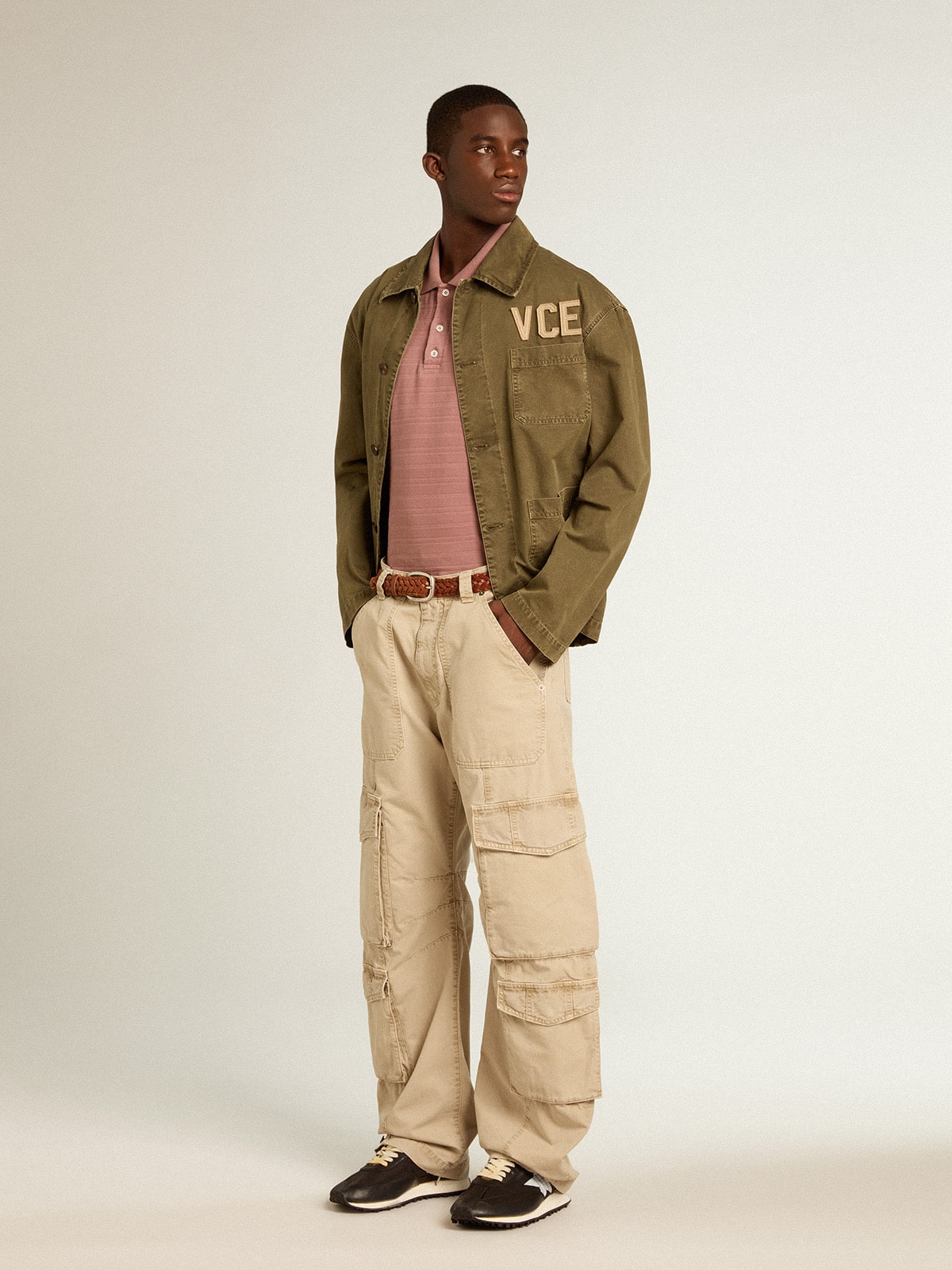 Men's olive-colored cotton shirt