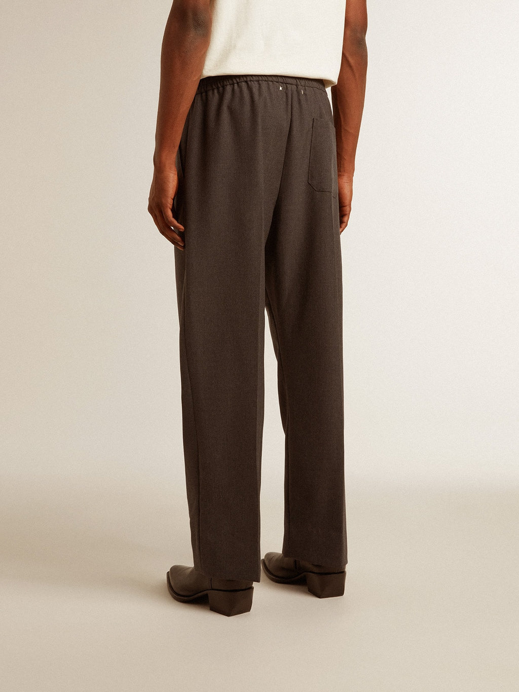 Men's soft pants in anthracite gray wool