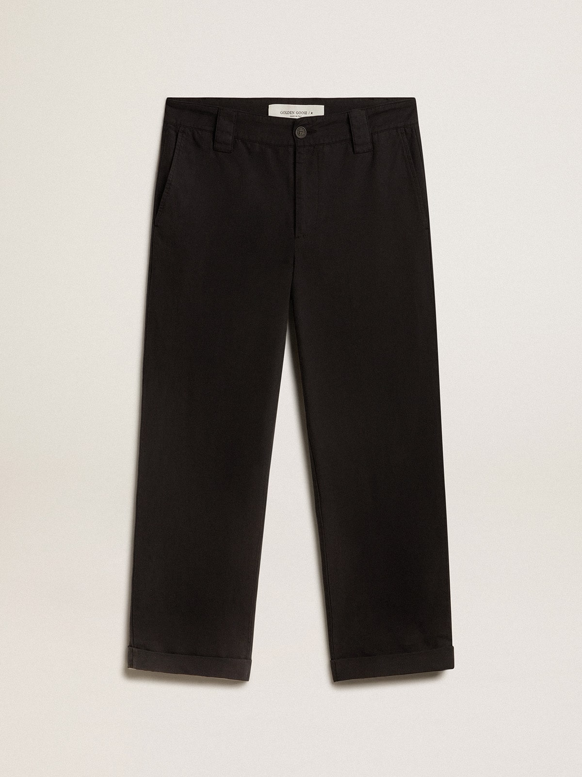 Men's black cotton chinos| Golden Goose