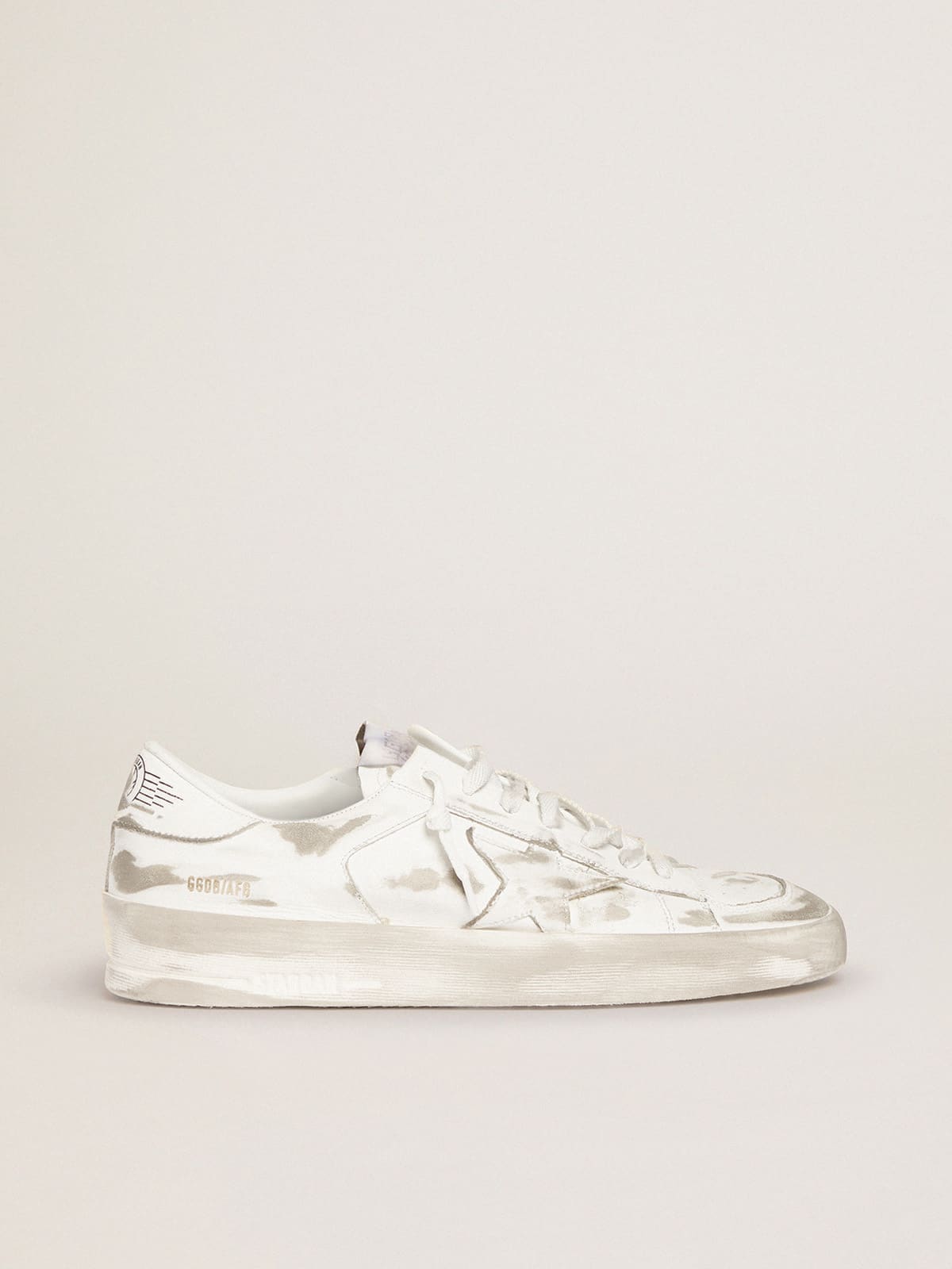 Men's Stardan in white leather with distressed effect| Golden Goose