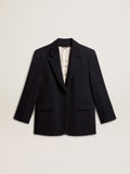Women's black wool-blend blazer jacket