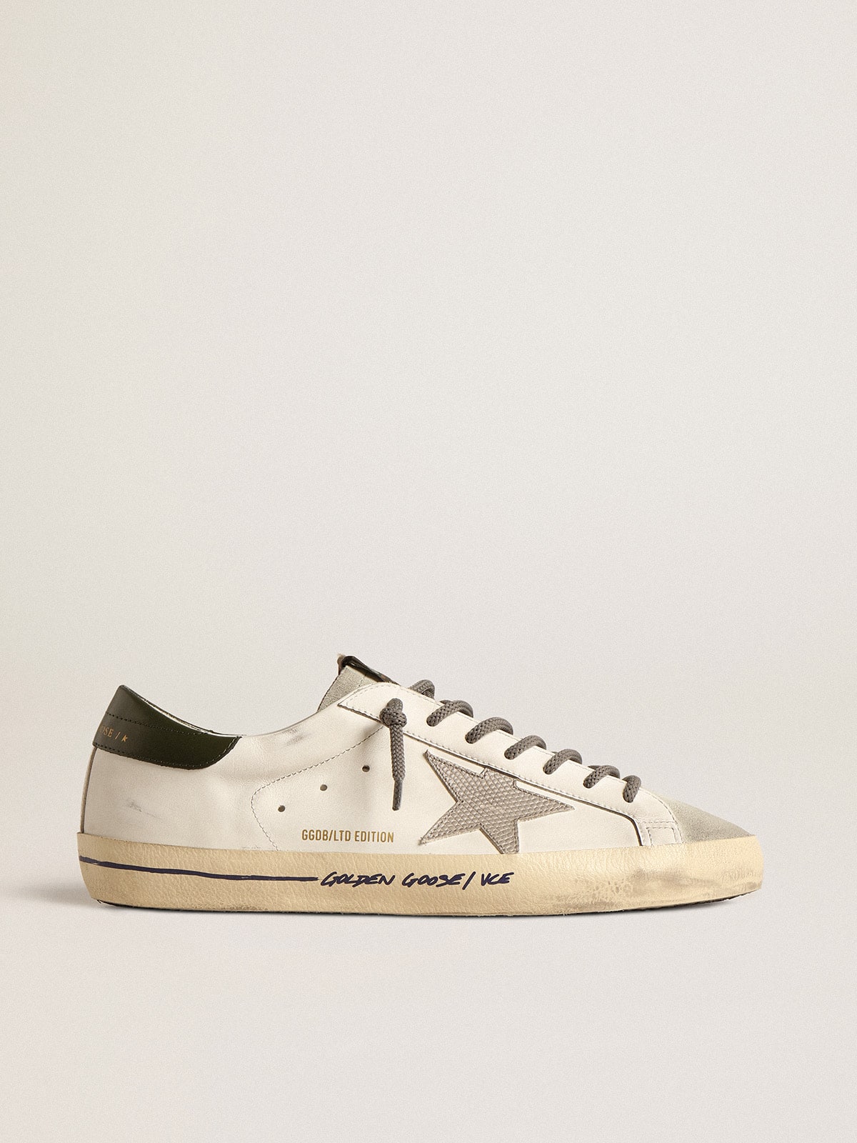 Super-Star LTD with croc-print star and green heel tab| Golden Goose