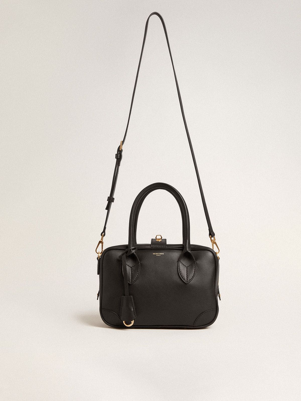 Vita Bag in smooth black leather with gold details| Golden Goose