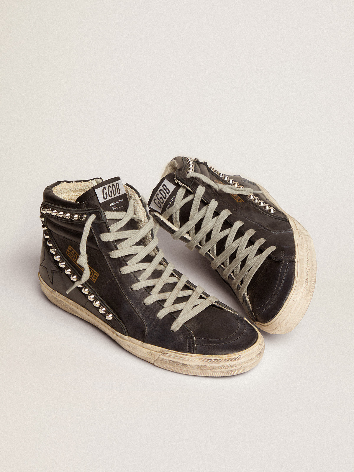 Women's Slide high-top sneakers with studs| Golden Goose