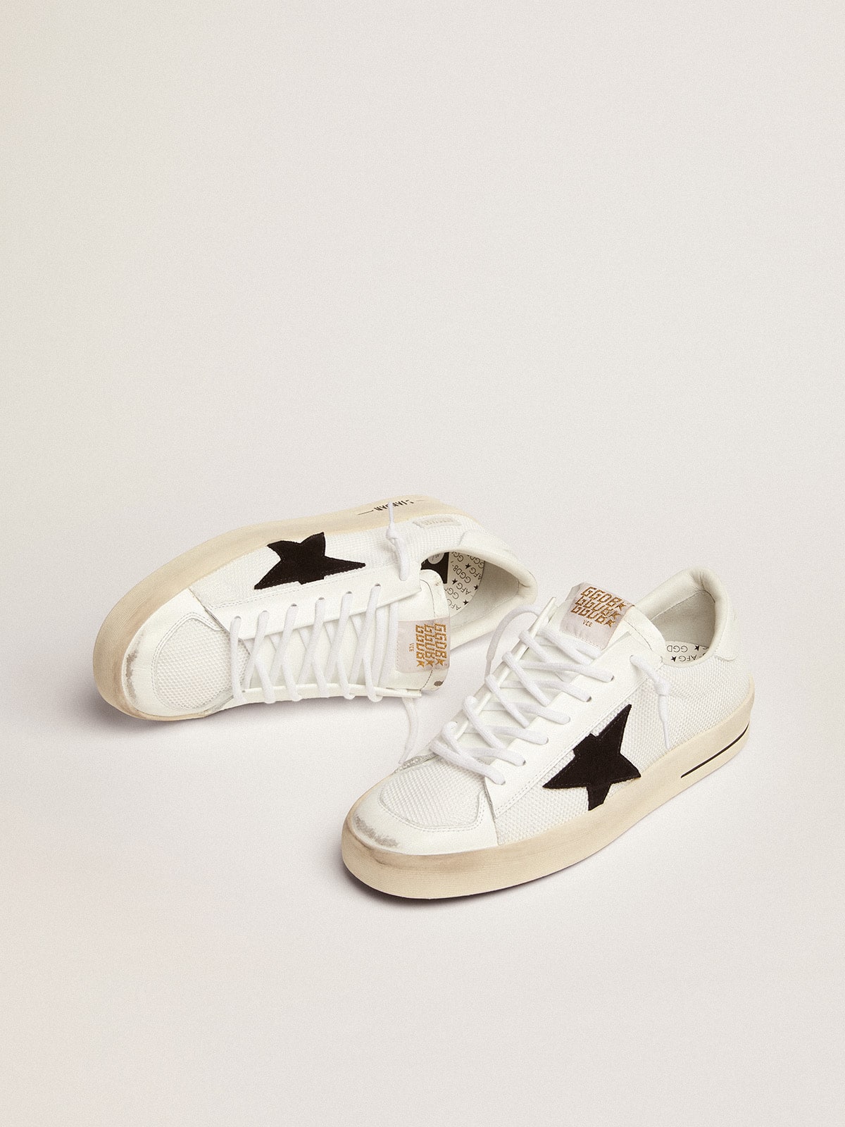 Men's Stardan in white mesh with black suede star| Golden Goose