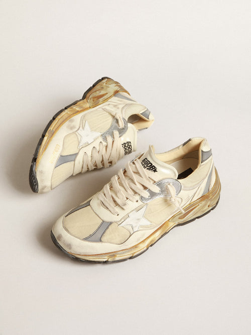 Men's Dad-Star in beige nappa and nylon with white leather star| Golden Goose