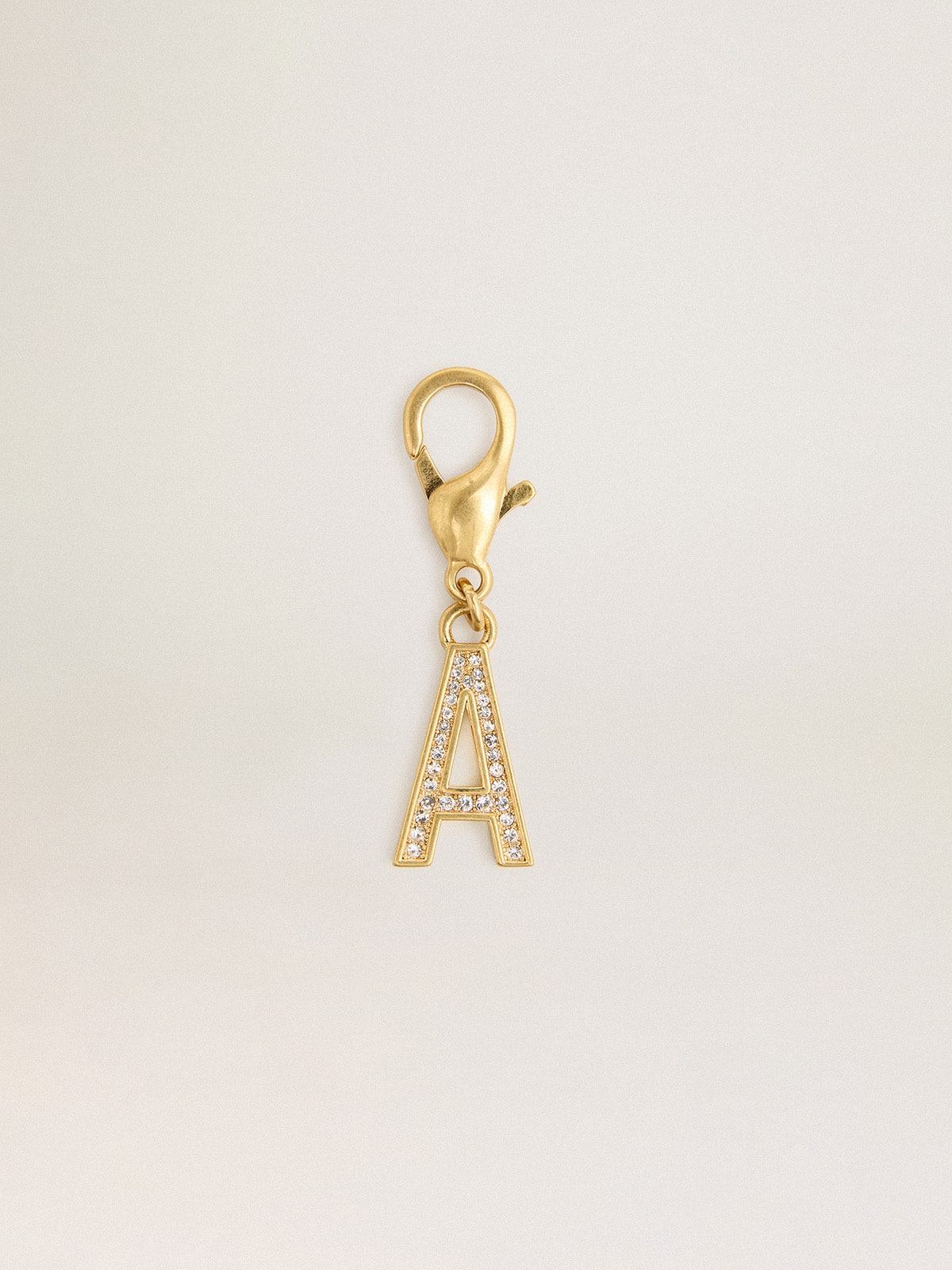 Letter A charm in gold-colored brass with crystals| Golden Goose