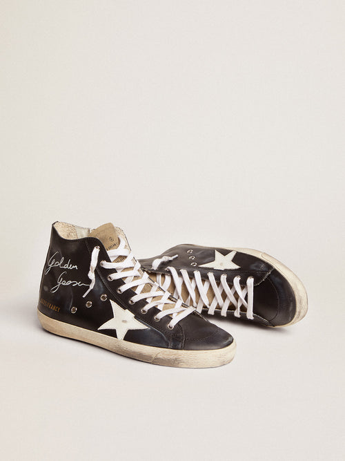 Men's Francy with black leather upper and white leather star| Golden Goose
