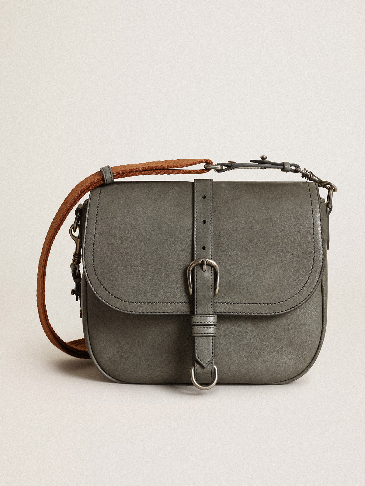 Women's Francis Bag medium in stone gray leather| Golden Goose