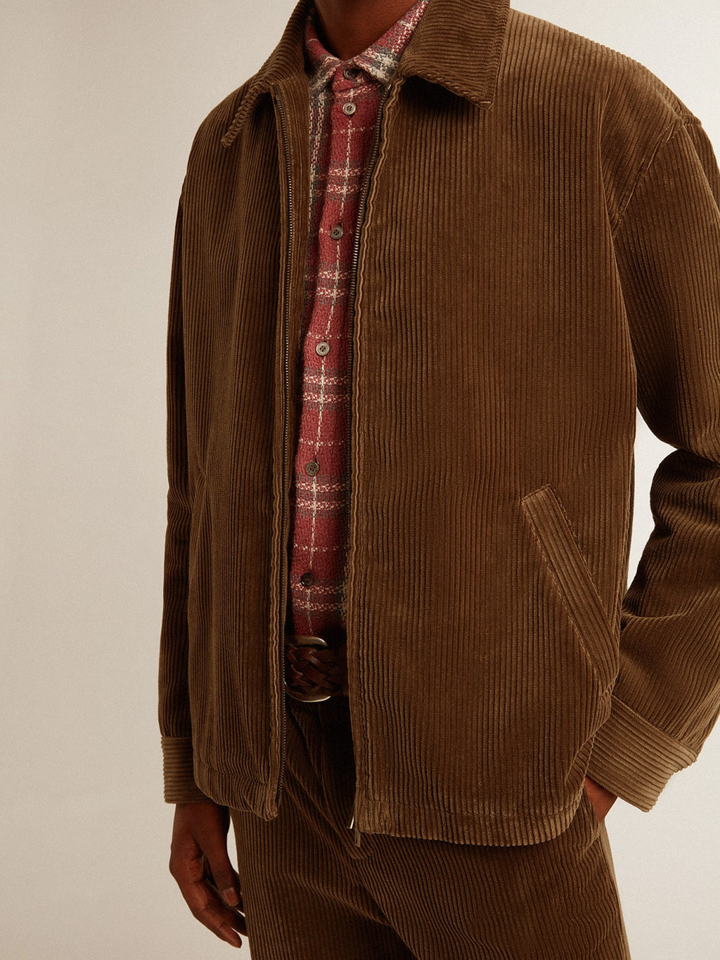 Men's olive-green corduroy jacket